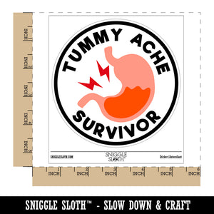 Tummy Ache Survivor Merit Badge Waterproof Vinyl Phone Tablet Laptop Water Bottle Sticker Set - 5 Pack