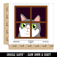 Cat Staring Out Window Waterproof Vinyl Phone Tablet Laptop Water Bottle Sticker Set - 5 Pack