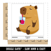 Chill Capybara Drinking Juice Waterproof Vinyl Phone Tablet Laptop Water Bottle Sticker Set - 5 Pack