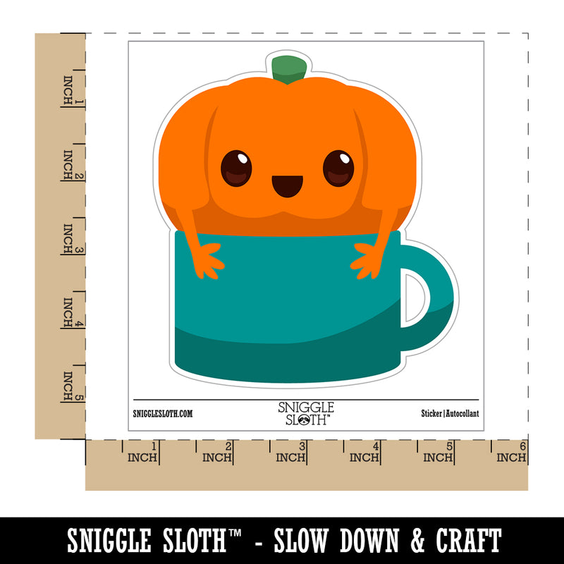 Cute Pumpkin Spice In Mug Coffee Waterproof Vinyl Phone Tablet Laptop Water Bottle Sticker Set - 5 Pack