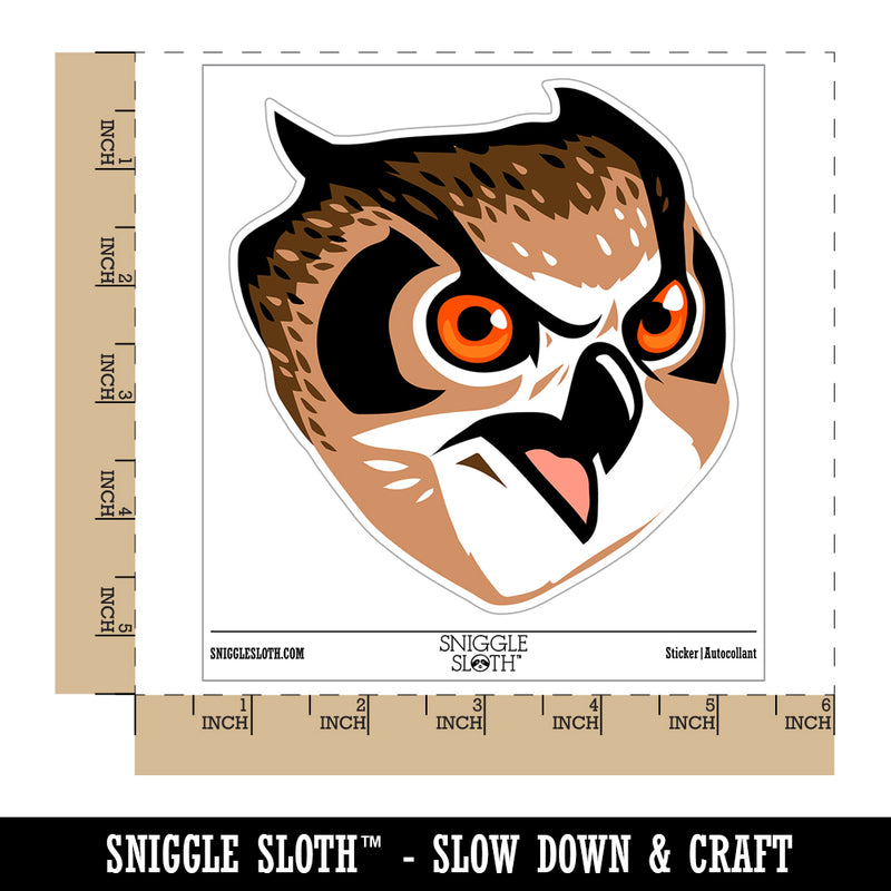 Fierce Horned Owl Head Waterproof Vinyl Phone Tablet Laptop Water Bottle Sticker Set - 5 Pack