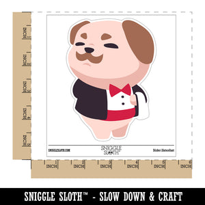 Gentleman Pug with Tuxedo Bowtie Waterproof Vinyl Phone Tablet Laptop Water Bottle Sticker Set - 5 Pack