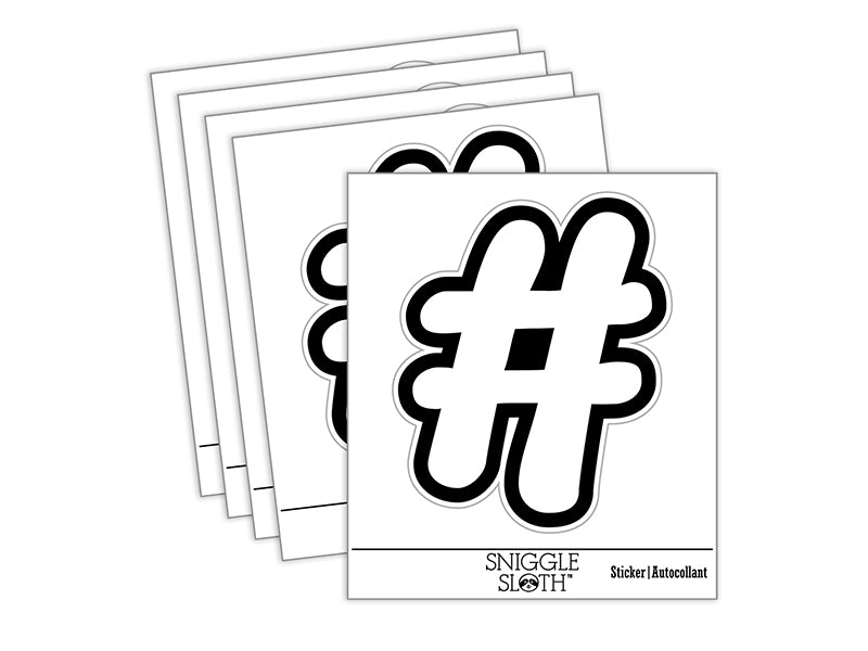 Hashtag Number Sign Waterproof Vinyl Phone Tablet Laptop Water Bottle Sticker Set - 5 Pack