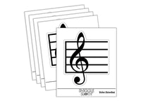 Treble Clef on Staff Music Waterproof Vinyl Phone Tablet Laptop Water Bottle Sticker Set - 5 Pack