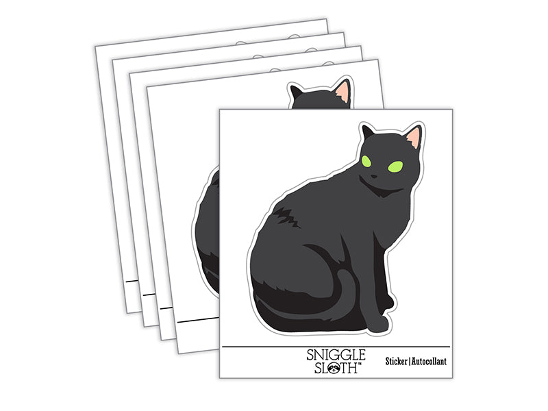 Cat Sitting Side Profile Solid Waterproof Vinyl Phone Tablet Laptop Water Bottle Sticker Set - 5 Pack