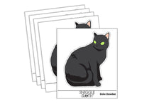 Cat Sitting Side Profile Solid Waterproof Vinyl Phone Tablet Laptop Water Bottle Sticker Set - 5 Pack