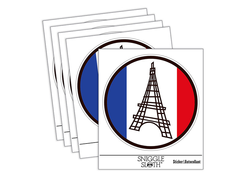 Eiffel Tower Paris France Doodle Waterproof Vinyl Phone Tablet Laptop Water Bottle Sticker Set - 5 Pack