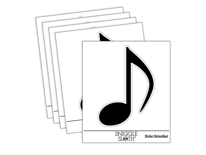 Music Eighth Note Waterproof Vinyl Phone Tablet Laptop Water Bottle Sticker Set - 5 Pack