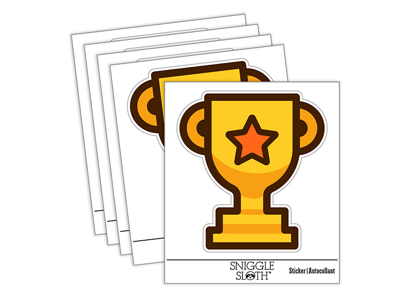 Trophy Award Outline with Star Waterproof Vinyl Phone Tablet Laptop Water Bottle Sticker Set - 5 Pack