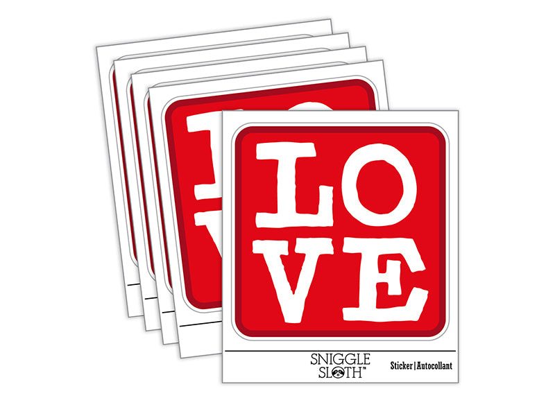 Love Text Stacked Waterproof Vinyl Phone Tablet Laptop Water Bottle Sticker Set - 5 Pack