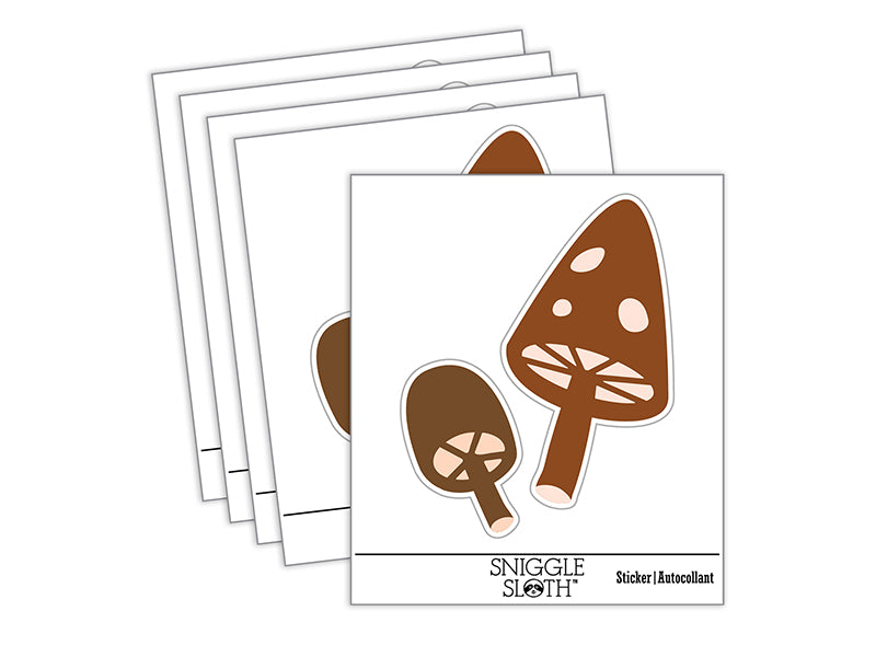 Charming Toadstool Mushroom Pair Waterproof Vinyl Phone Tablet Laptop Water Bottle Sticker Set - 5 Pack