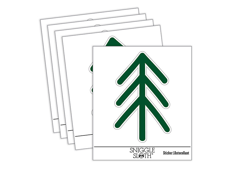 Simple Pine Tree Waterproof Vinyl Phone Tablet Laptop Water Bottle Sticker Set - 5 Pack