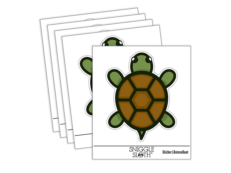 Turtle Top View Waterproof Vinyl Phone Tablet Laptop Water Bottle Sticker Set - 5 Pack