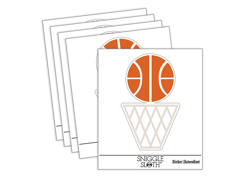 Basketball and Hoop Waterproof Vinyl Phone Tablet Laptop Water Bottle Sticker Set - 5 Pack