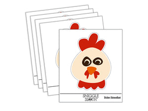 Chicken Rooster Face Doodle Waterproof Vinyl Phone Tablet Laptop Water Bottle Sticker Set - 5 Pack