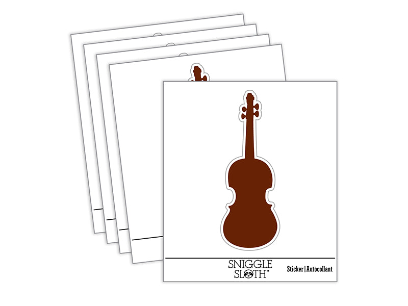 Violin Music Instrument Silhouette Waterproof Vinyl Phone Tablet Laptop Water Bottle Sticker Set - 5 Pack