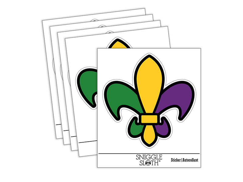 Fleur De Lis French Mardi Gras Elegant Waterproof Vinyl Phone Tablet Laptop Water Bottle Sticker Set - 5 Pack