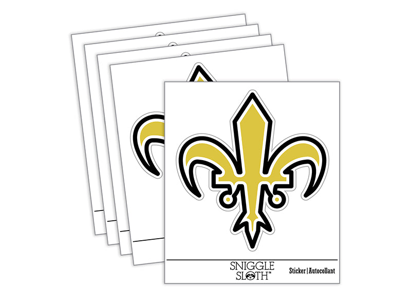 Fleur De Lis French Mardi Gras Outline Waterproof Vinyl Phone Tablet Laptop Water Bottle Sticker Set - 5 Pack