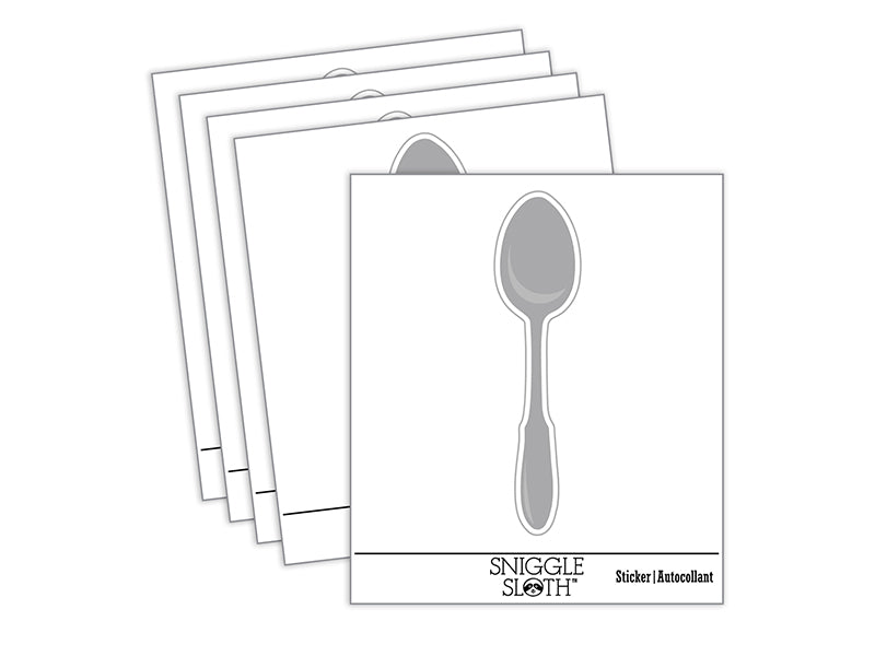 Spoon Solid Utensil Eating Sketch Waterproof Vinyl Phone Tablet Laptop Water Bottle Sticker Set - 5 Pack