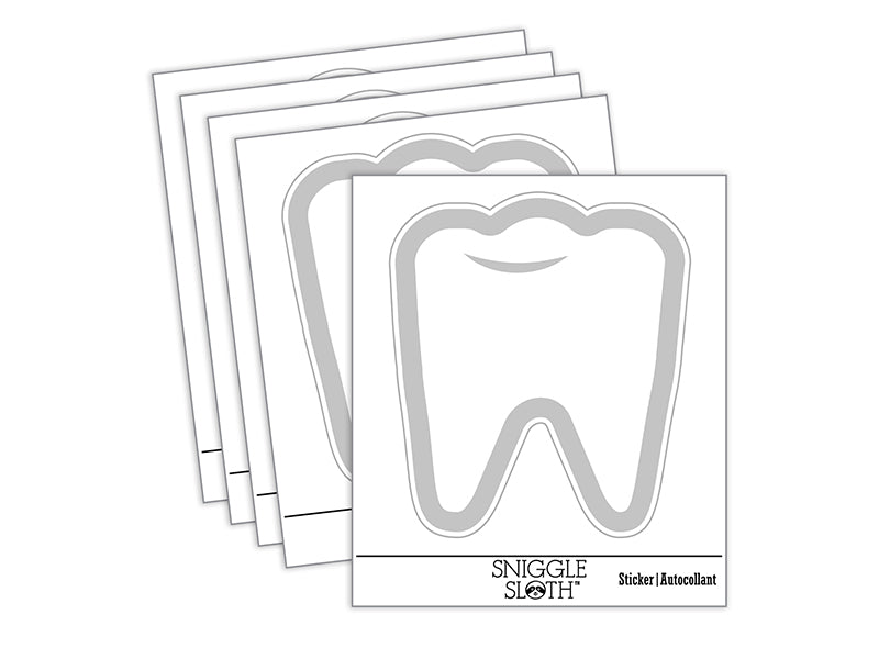 Tooth Outline Waterproof Vinyl Phone Tablet Laptop Water Bottle Sticker Set - 5 Pack