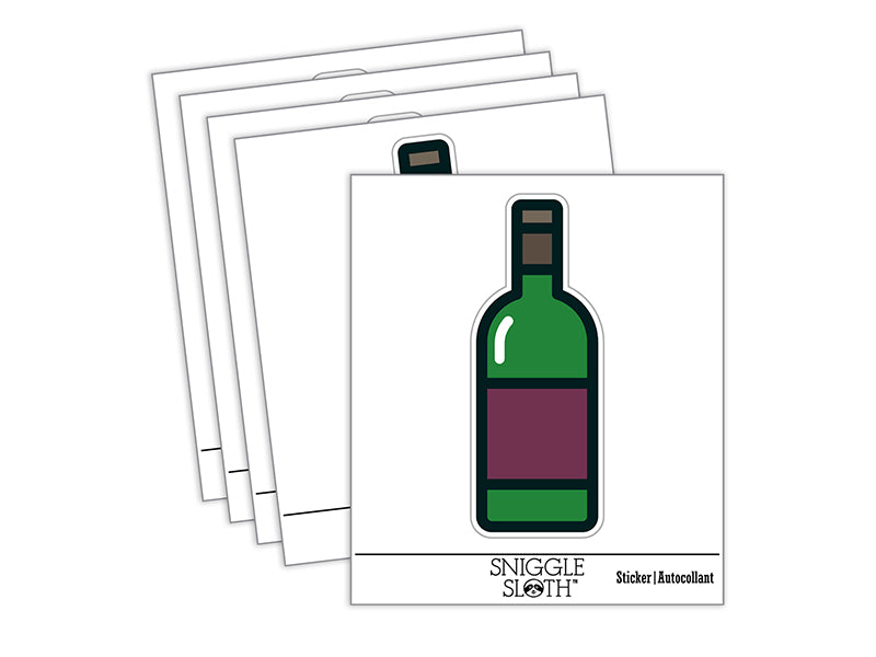 Wine Bottle Icon Waterproof Vinyl Phone Tablet Laptop Water Bottle Sticker Set - 5 Pack
