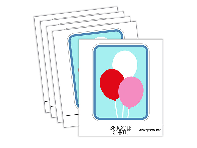 Birthday Balloons Trio Waterproof Vinyl Phone Tablet Laptop Water Bottle Sticker Set - 5 Pack