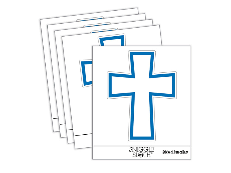 Cross Angled Christian Church Religion Outline Waterproof Vinyl Phone Tablet Laptop Water Bottle Sticker Set - 5 Pack