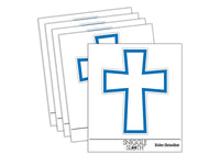 Cross Angled Christian Church Religion Outline Waterproof Vinyl Phone Tablet Laptop Water Bottle Sticker Set - 5 Pack