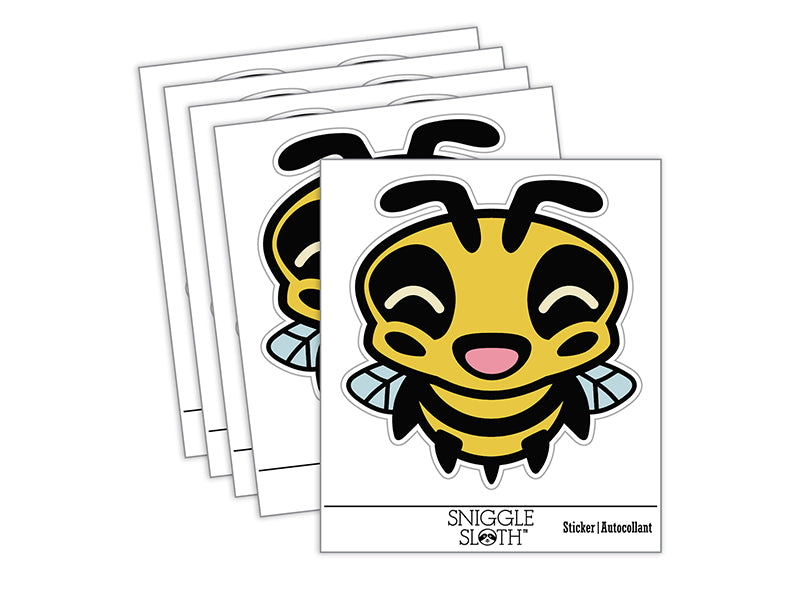 Cute Bee Laughing LOL Waterproof Vinyl Phone Tablet Laptop Water Bottle Sticker Set - 5 Pack