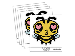 Cute Bee Love Heart Kiss Waterproof Vinyl Phone Tablet Laptop Water Bottle Sticker Set - 5 Pack