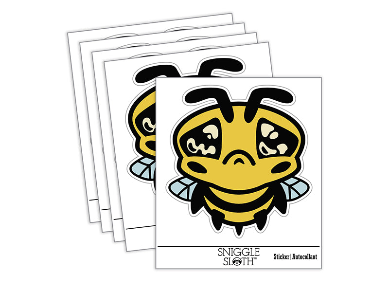 Cute Bee Sad Waterproof Vinyl Phone Tablet Laptop Water Bottle Sticker Set - 5 Pack