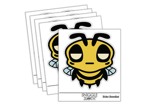 Cute Bee Unamused Waterproof Vinyl Phone Tablet Laptop Water Bottle Sticker Set - 5 Pack