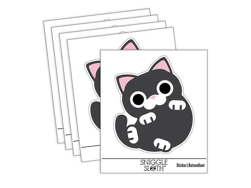 Round Cat Playful Waterproof Vinyl Phone Tablet Laptop Water Bottle Sticker Set - 5 Pack