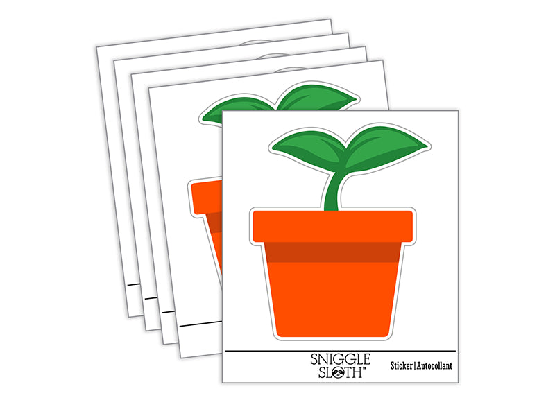 Plant Sprout Gardening Solid Waterproof Vinyl Phone Tablet Laptop Water Bottle Sticker Set - 5 Pack