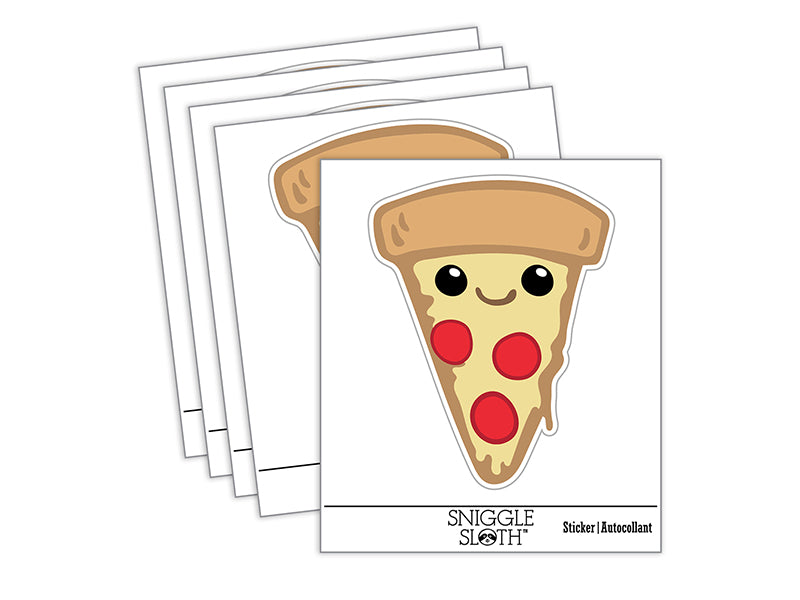 Cute Kawaii Pepperoni Pizza Waterproof Vinyl Phone Tablet Laptop Water Bottle Sticker Set - 5 Pack