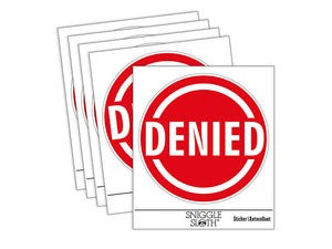 Denied Circle Waterproof Vinyl Phone Tablet Laptop Water Bottle Sticker Set - 5 Pack