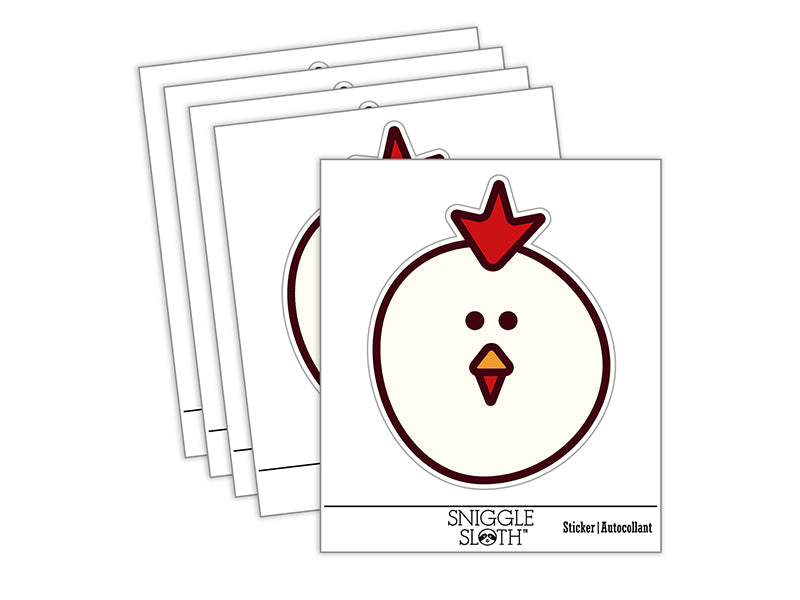 Rooster Chicken Head Cute Waterproof Vinyl Phone Tablet Laptop Water Bottle Sticker Set - 5 Pack