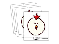 Rooster Chicken Head Cute Waterproof Vinyl Phone Tablet Laptop Water Bottle Sticker Set - 5 Pack