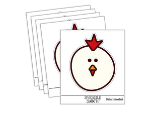 Rooster Chicken Head Cute Waterproof Vinyl Phone Tablet Laptop Water Bottle Sticker Set - 5 Pack