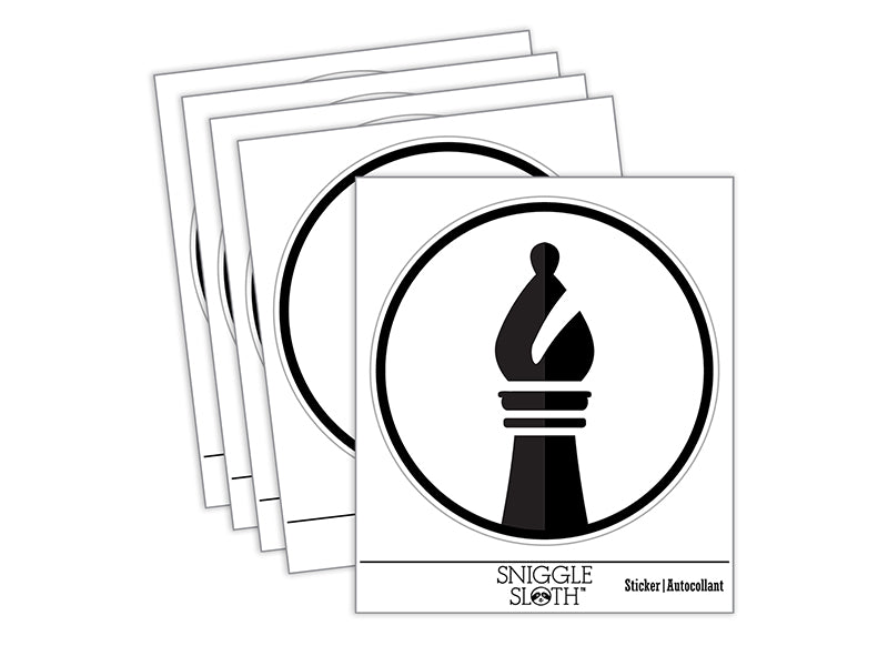 Chess Piece Black Bishop Waterproof Vinyl Phone Tablet Laptop Water Bottle Sticker Set - 5 Pack