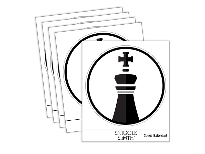 Chess Piece Black King Waterproof Vinyl Phone Tablet Laptop Water Bottle Sticker Set - 5 Pack