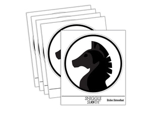 Chess Piece Black Knight Waterproof Vinyl Phone Tablet Laptop Water Bottle Sticker Set - 5 Pack