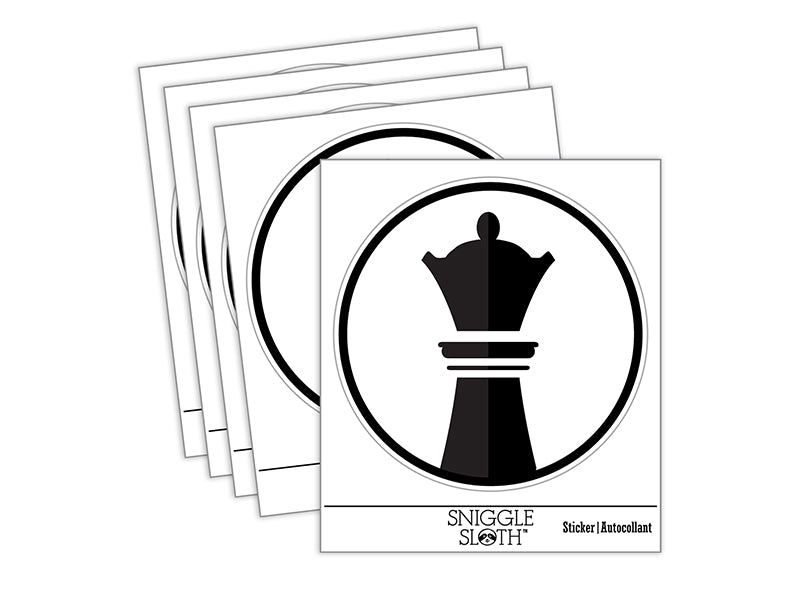 Chess Piece Black Queen Waterproof Vinyl Phone Tablet Laptop Water Bottle Sticker Set - 5 Pack