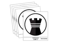 Chess Piece Black Rook Waterproof Vinyl Phone Tablet Laptop Water Bottle Sticker Set - 5 Pack