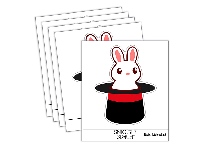 Cute Bunny Rabbit in Magician Hat Waterproof Vinyl Phone Tablet Laptop Water Bottle Sticker Set - 5 Pack