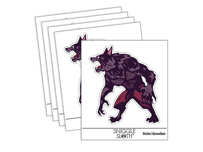 Ferocious Werewolf Monster Halloween Waterproof Vinyl Phone Tablet Laptop Water Bottle Sticker Set - 5 Pack