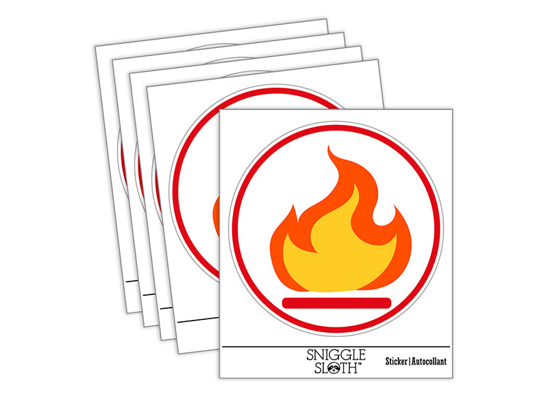 Flammable Fire Icon Waterproof Vinyl Phone Tablet Laptop Water Bottle Sticker Set - 5 Pack