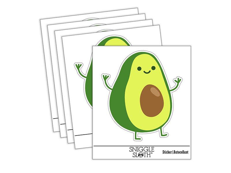 Friendly Avocado Buddy Waterproof Vinyl Phone Tablet Laptop Water Bottle Sticker Set - 5 Pack