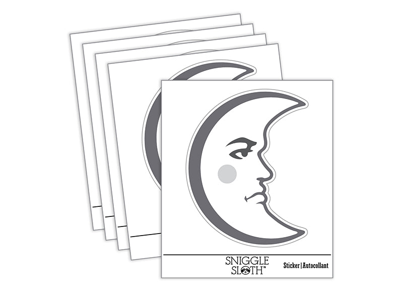 Heraldic Moon Face Waterproof Vinyl Phone Tablet Laptop Water Bottle Sticker Set - 5 Pack