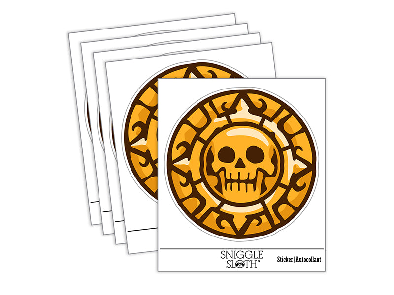 Skull Pirate Coin Waterproof Vinyl Phone Tablet Laptop Water Bottle Sticker Set - 5 Pack